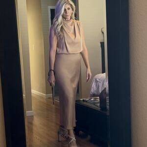 BTFBM Tan Long Sleeveless Dress Medium